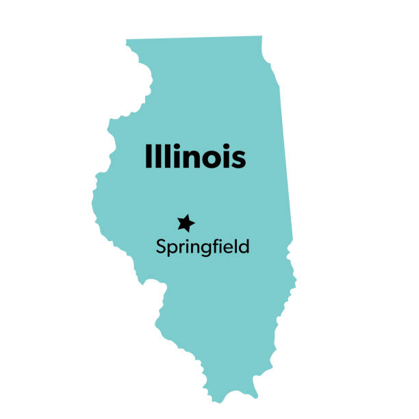 U.S State With Capital City, Illinois Isolated U.S.A State With Capital City springfield new jersey stock illustrations