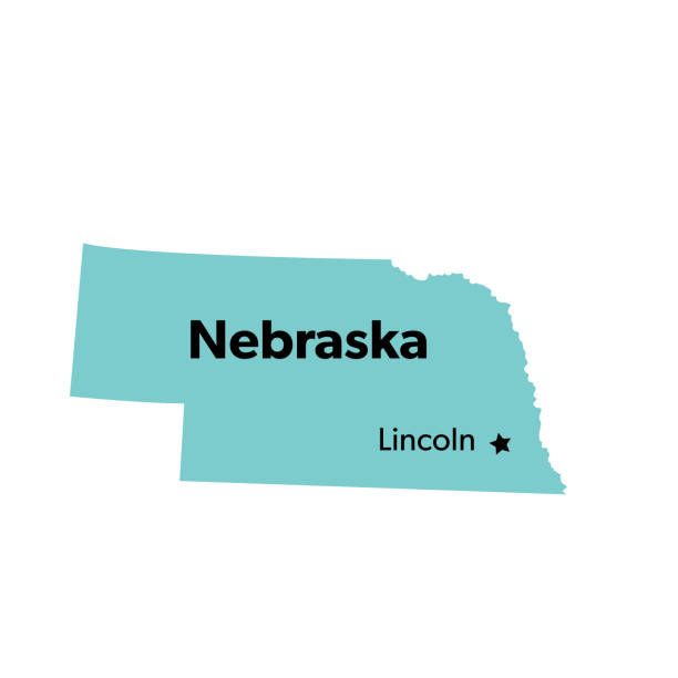 illustrazioni stock, clip art, cartoni animati e icone di tendenza di stato degli stati uniti con capitale, nebraska - nebraska lincoln nebraska map physical geography