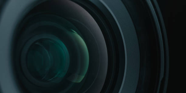 istock Close up beautiful camera lens of black background. Macro view. 1164725179