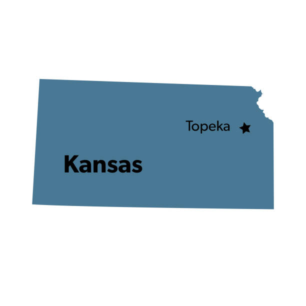 штат сша со столицей, канзас - kansas topeka state capital stock illustrations