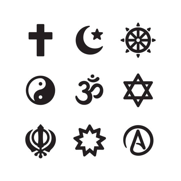 illustrations, cliparts, dessins animés et icônes de ensemble d'icônes de symboles de religion - yin yang symbol illustrations