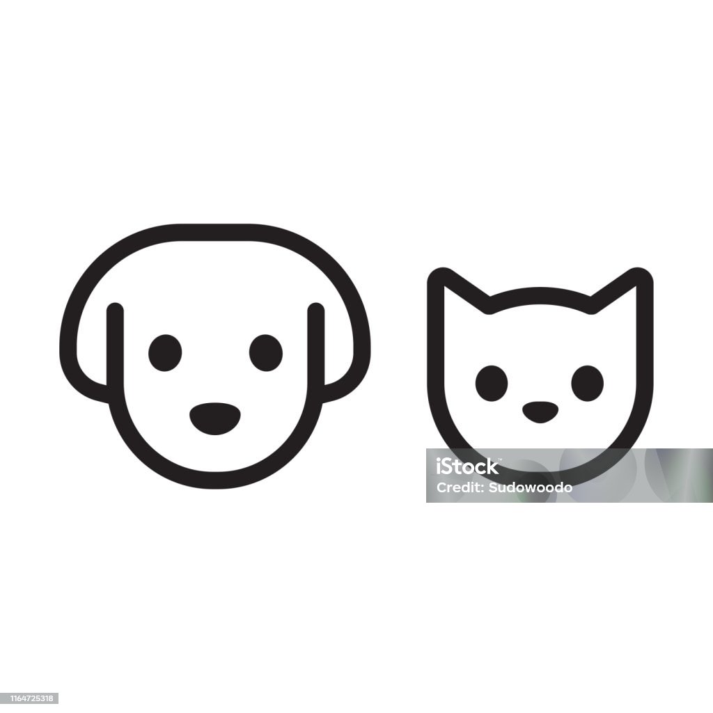 Cat And Dog Head Icon Stock Illustration - Download Image Now - Domestic Cat,  Dog, Icon - iStock