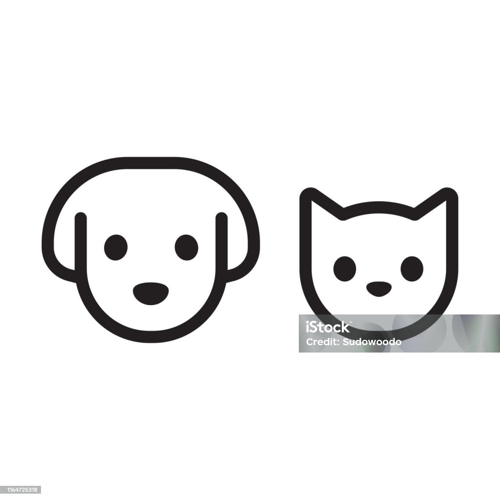 Cat And Dog Head Icon Stock Illustration - Download Image Now