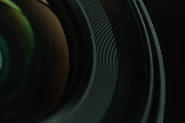 istock Close up beautiful camera lens of black background. Macro view. 1164726184