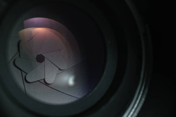 istock Close up Beautiful Camera Lens on a dark  background. Macro view. 1164726348