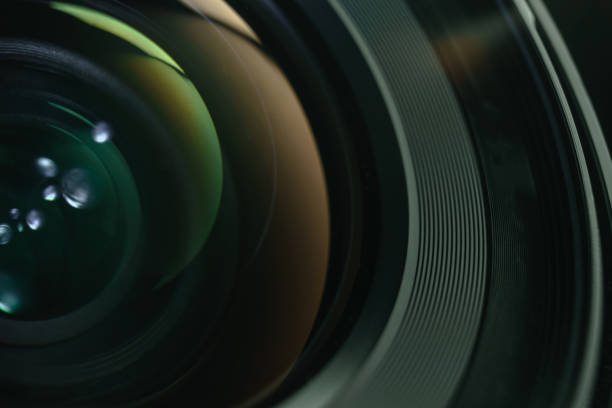 istock Close up beautiful camera lens of black background. Macro view. 1164726481