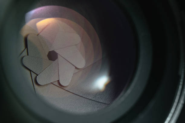 istock Close up Beautiful Camera Lens on a dark  background. Macro view. 1164727227