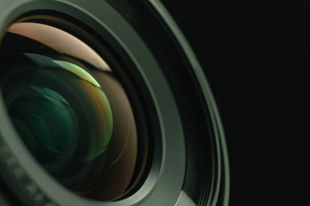istock Close up beautiful camera lens of black background. Macro view. 1164727642