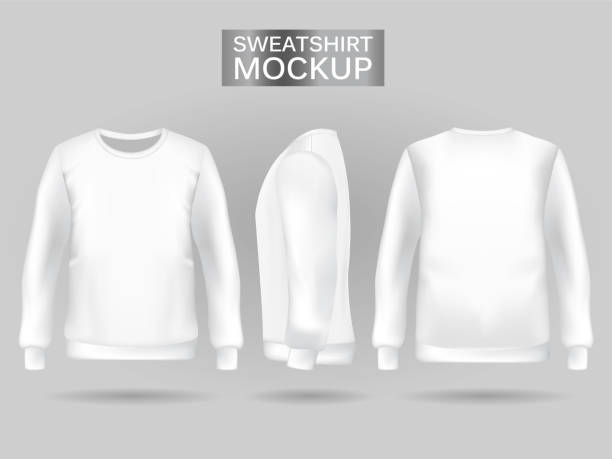 istock Blank men's white sweatshirt in front, back and side views. Realistic male clothes for sport and urban style 1164729051