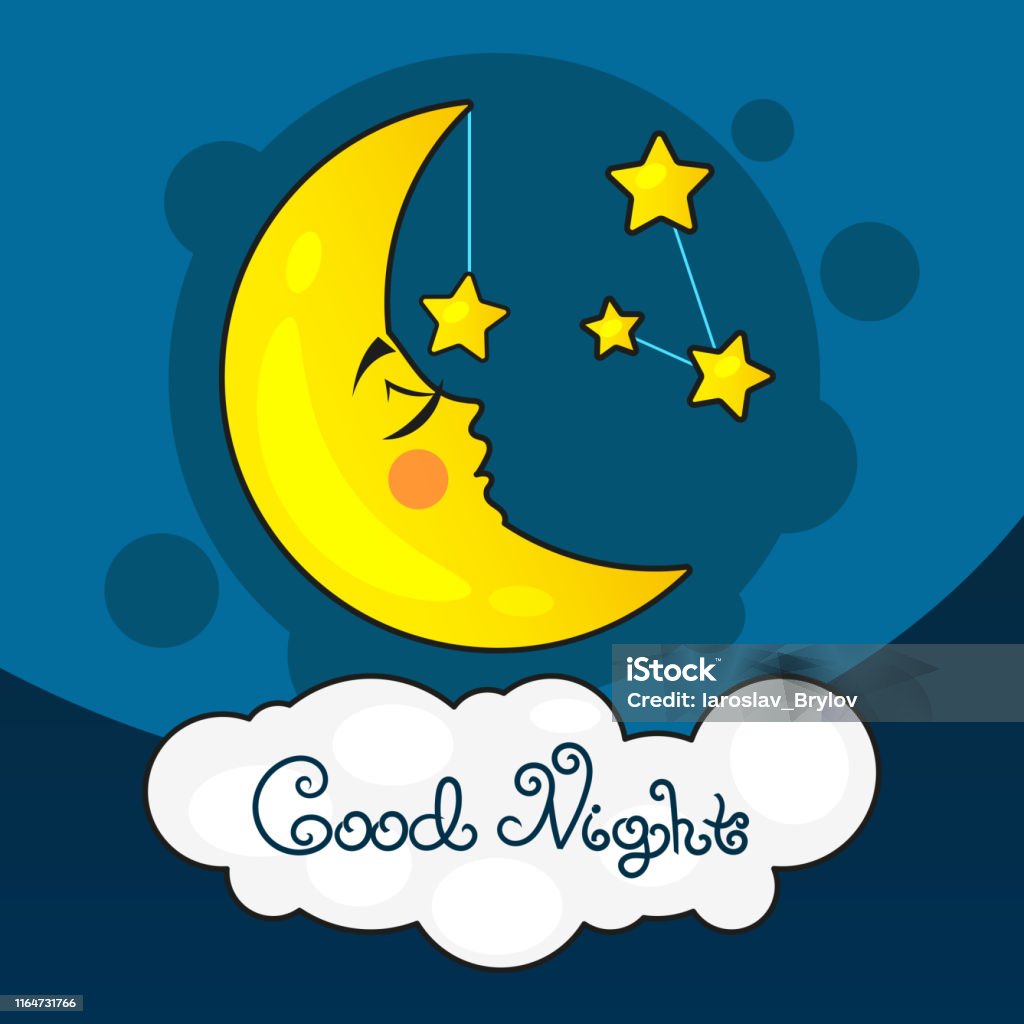 Ilustración de Tarjeta De Buenas Noches Con Luna y más Vectores Libres de  Derechos de Anochecer - Anochecer, Azul, Belleza - iStock