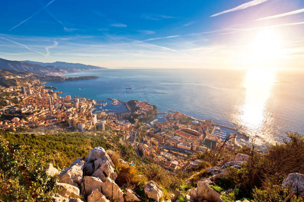 istock Principality of Monaco aerial panoramic sunrise view 1164735660