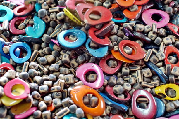 istock Colorful tagua nut beads with wooden blocks 1164740050