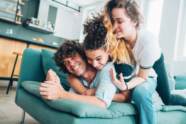 istock Happy father with teenagers 1164740277