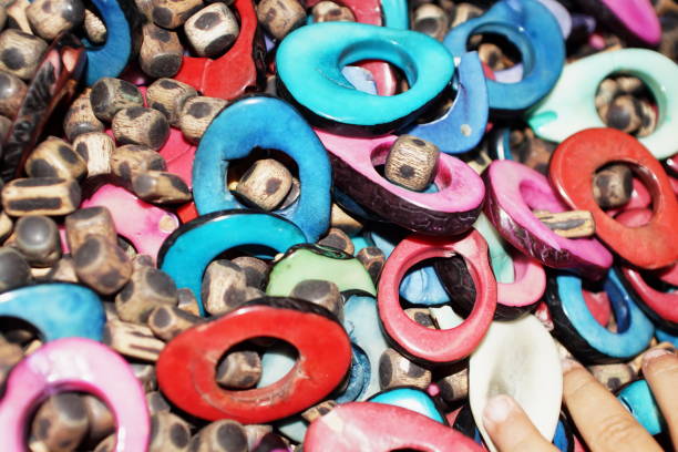 istock Colorful tagua nut beads with wooden blocks 1164740641