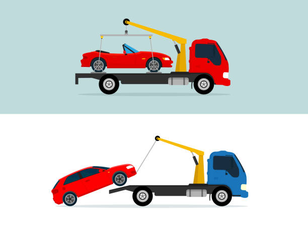 istock Roadside assistance. Car on tow truck. 1164744635