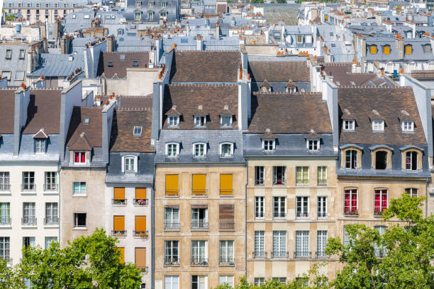 istock Paris, typical roofs in the Marais 1164750572
