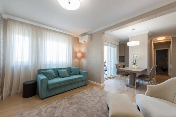 istock Living room interior in modern open plan apartment 1164755281