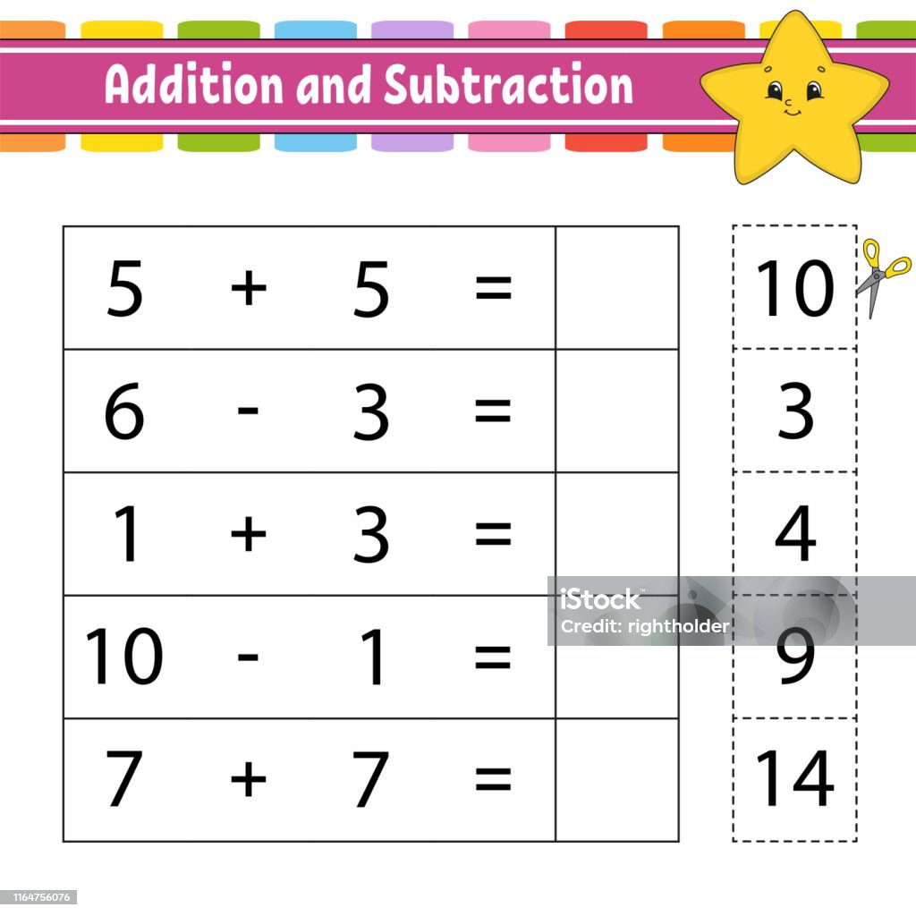 Addition And Subtraction Task For Kids Education Developing Worksheet ...