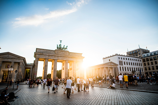 Cityscape photo of the Brandenburg Gate at Sunset in Berlin, Germany