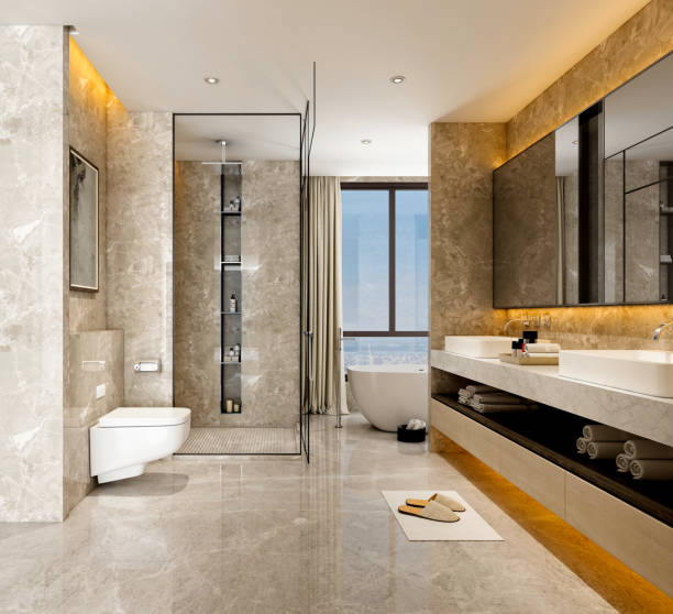 istock 3d render of luxury bathroom 1164761688