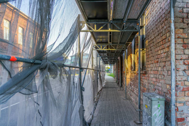 istock The net cover for pedestrian protection during building construction 1164764974