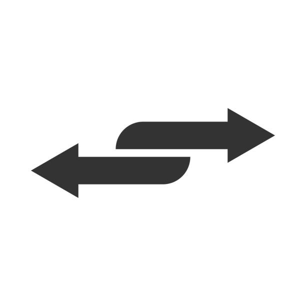 illustrations, cliparts, dessins animés et icônes de black arrows icon journey choice guidance vector isolated (en) - sign street traffic left handed