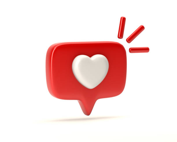 uno come la notifica sui social media con l'icona del cuore - like sign foto e immagini stock