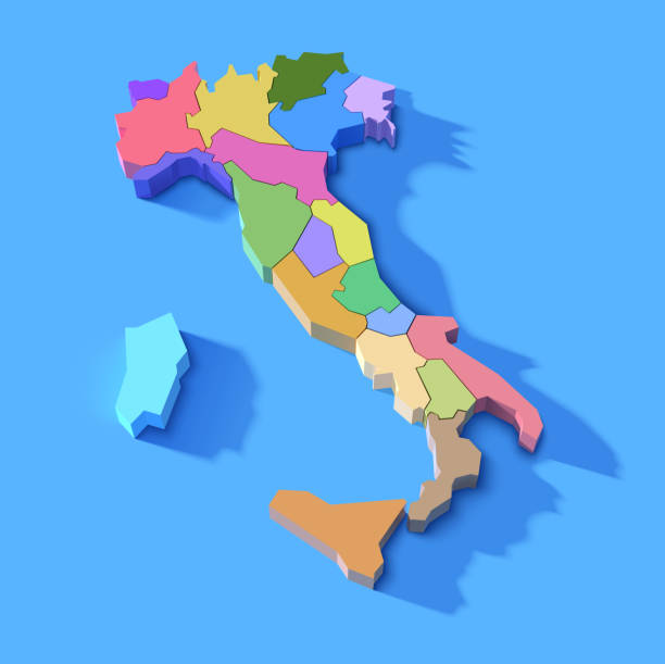 illustrazioni stock, clip art, cartoni animati e icone di tendenza di mappa italia semplificata con regioni, illustrazione vettoriale - italy map