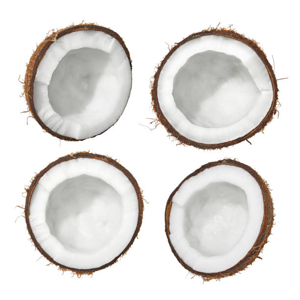 istock Coconut halves isolated on white background, cut out 1164770958