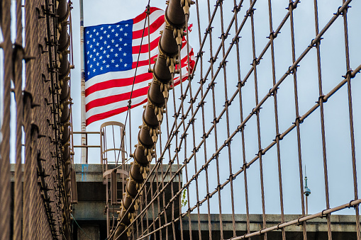 USA flag at Brooklyn bridge