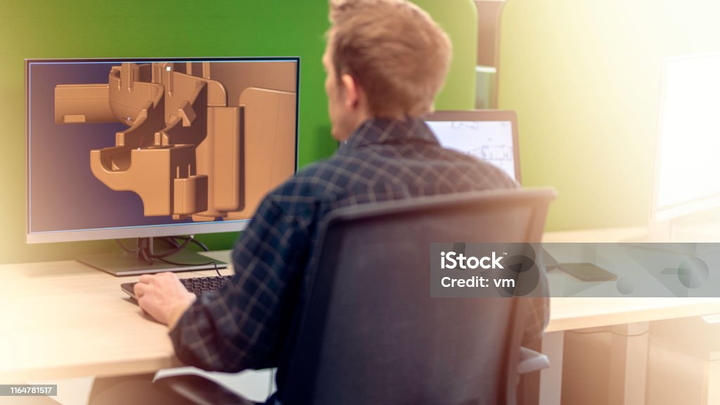 3d Computer Engineer Engineer Making A 3d Model Stock Photo - Download Image Now - Adult ...