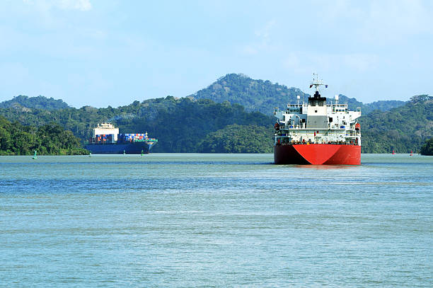 두 배 in 파나마운하 - panama canal panama global finance container ship 뉴스 사진 이미지