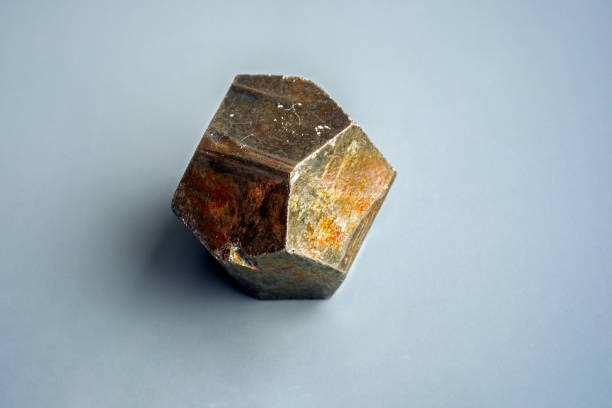 view of the cubic pyrite. the mineral pyrite or iron pyrite, also known as fool's gold, is an iron sulfide with the chemical formula fes2. pyrite is considered the most common of the sulfide minerals. - sulfide imagens e fotografias de stock