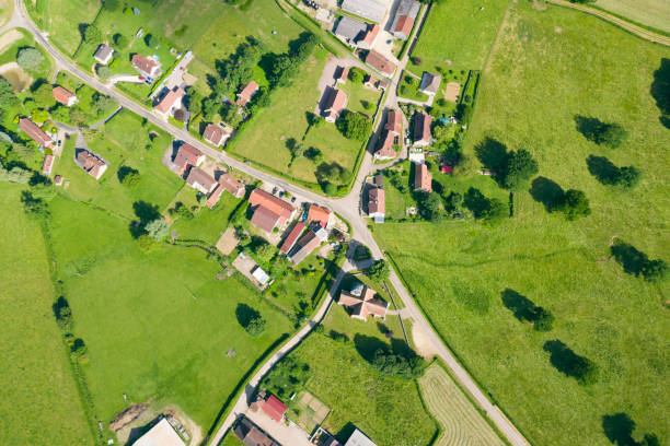 The village of Cuncy-les-Varzy in the middle of the countryside stock photo