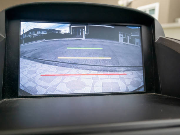 istock Car rear view video camera screen monitor display 1164802397