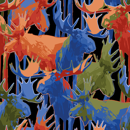 Free Vector Moose Pattern Seamless Repeated Pattern Of Vector Standing Moose Stock Illustration ...