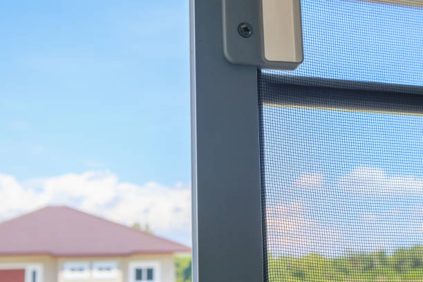 istock Open mosquito net wire screen on house window protection against insect 1164802672