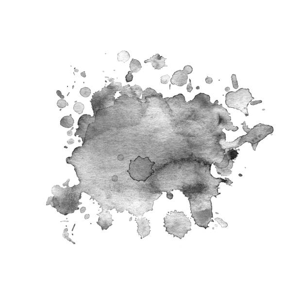 istock Watercolor stain of gray with splashes. 1164803066