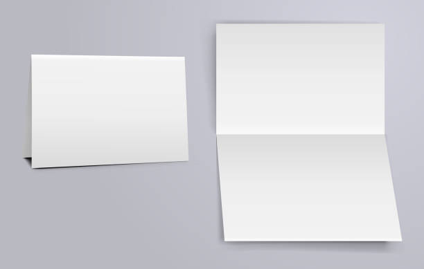 horizontal fold horizontal brochure invitation model print ad mockup stock illustrations