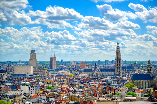 Aerial view of Antwerp (Antwerpen), Belgium stock photo