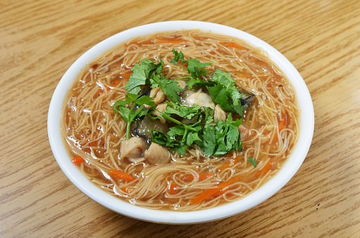 Oyster and pork intestine vermicelli is a popular food in Taiwan.