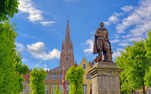 istock Statue of Simon Stevin in Bruges (Brugge), Belgium 1164818282