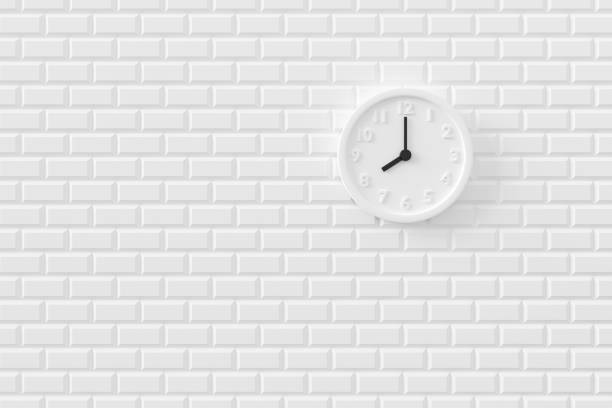 Minimal background of the clock on wall. 3D rendering.