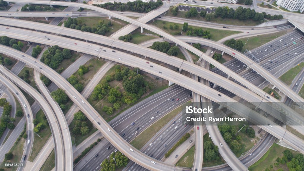 Aerial View Of Spaghetti Junction In Atlanta Ga Stock Photo - Download