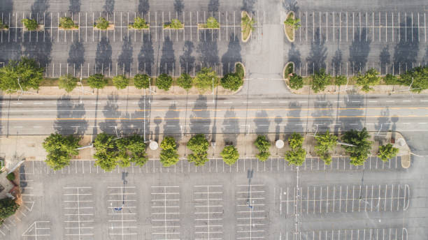 istock Aerial Parking Lot Symmetry 1164824187