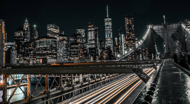 istock Lower Manhattan inside of Brooklyn Bridge long exposure photograph 1164826401