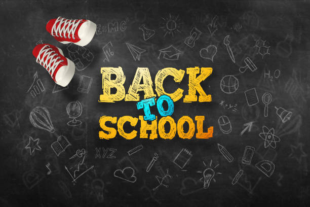 istock Creative background, inscription Back to school, elements of education and space for text in the background. 3D illustration, 3D rendering 1164830588