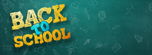 Creative background, inscription Back to school, elements of education and space for text in the background. Flyer, poster for sale, discounts. 3D illustration, 3D rendering