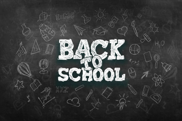 istock Creative background, inscription Back to school, elements of education and space for text in the background. 3D illustration, 3D rendering 1164830592