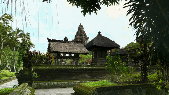 several buildings and the kori agung gate at taman ayun temple, bali